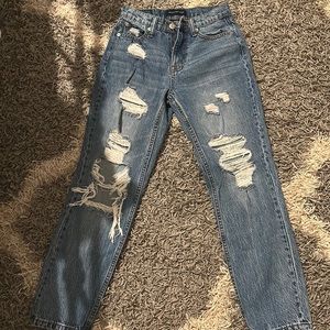 Dark blue aeropostale ripped mom jeans